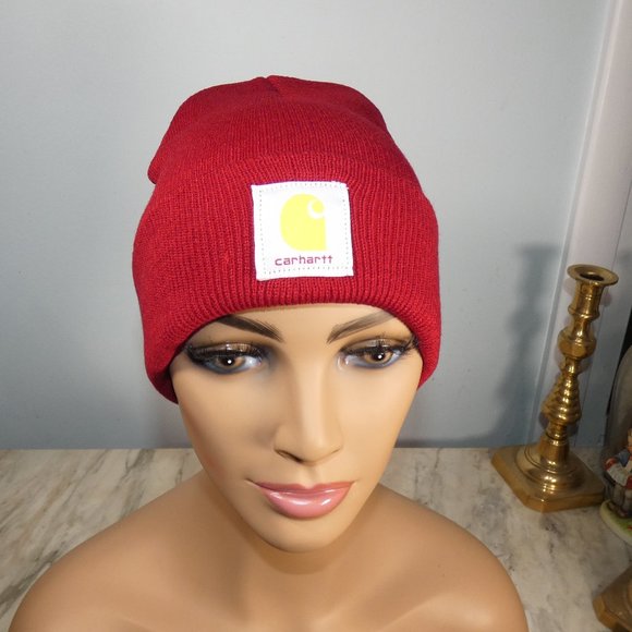 CARHARTT Knit Cap Beanie Dark Red - Picture 1 of 8